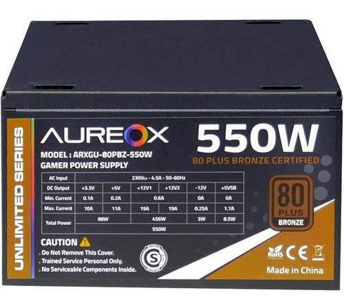 Imagen 5 de 6 de Fuente Pc Gamer Aureox Bronze 80 Plus Arxgu-80pbz-550w