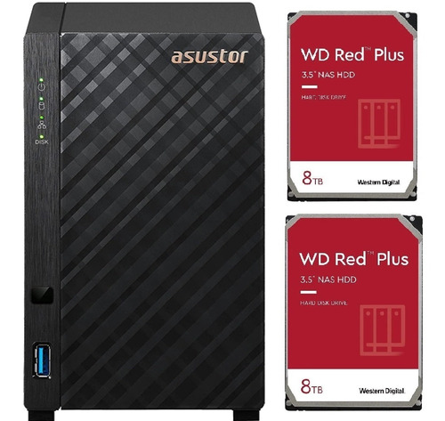 Imagen 1 de 4 de Servidor Nas Drive Asustor 2 Bay 3.5 + 2 Hd 8tb As1102t