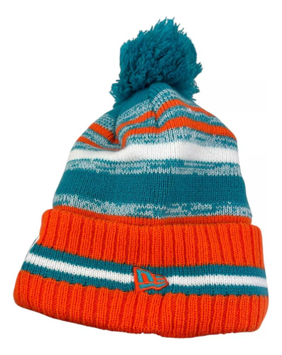 Gorro De Invierno Miami Dolphins New Era Naranja Universal Rayas