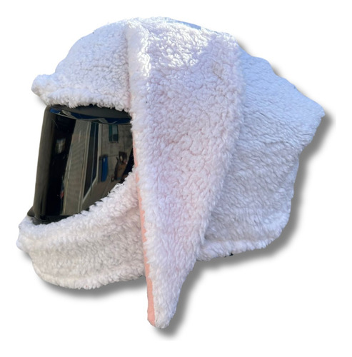Casco Motocicleta Funda Ajustable De Conejo Blanco Mt