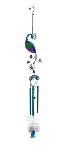 Cota Global Peacock Wind Chime - Handmade Glass & Metal Chim