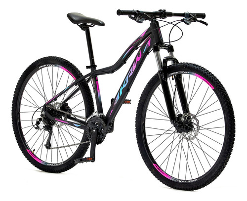 Bicicleta Aro 29 Krw Alumínio 27vel Hidráulico Com Trava S9 Cor Preto/Rosa e Azul