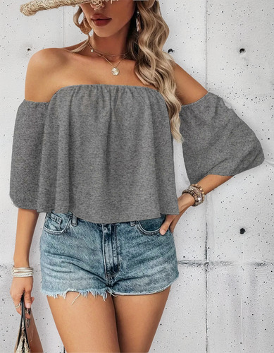 Blusa Campesina Hombros Descubiertos Fresca Y Comoda