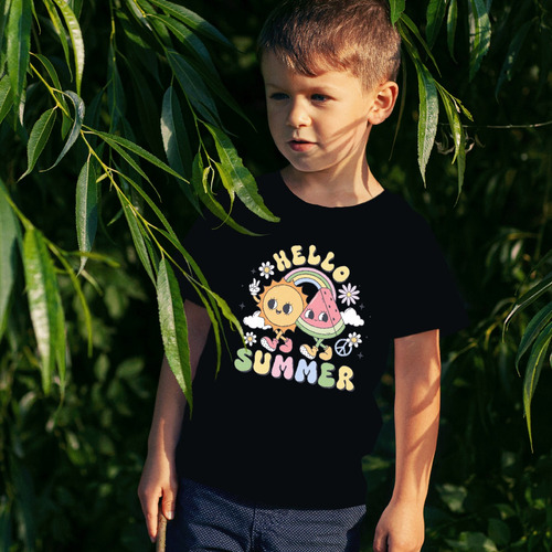 Playera Hello Verano Hola Verano Sol Retro Animado Dibujo