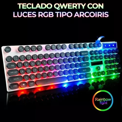 Kit De Teclado Y Mouse Alambrico Usb Luz Led Rgb Para Pc Lap