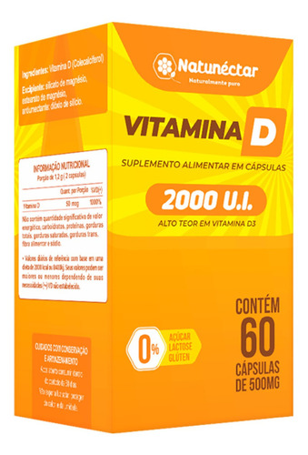 Vitamina D 2000ui  500mg 60caps Da Natunéctar