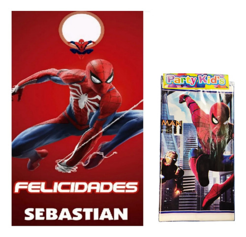 Hombre Araña Kit Lona +mantel Artículos Fiesta Niños Decora Multicolor Hombre Araña