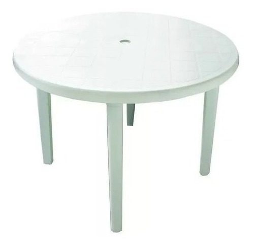 Mesa Plástico Pvc Patio Jardín Exterior Redonda Blanca 90cm