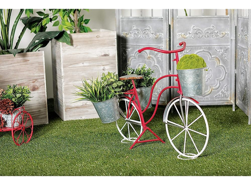 ~? Deco 79 Metal Bike Indoor Outdoor Plantstand Con Macetas