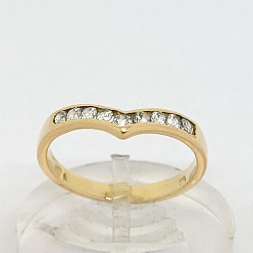 Imagen 3 de 6 de Anillo Medio Sin Fin En V Oro 18k Cubics 2,7grs N°16 Brumat