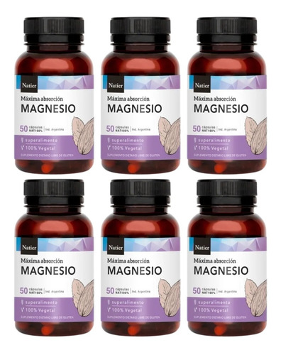 Magnesio Natier X50 Capsulas Fatiga Estres Ansiedad X6 Unid