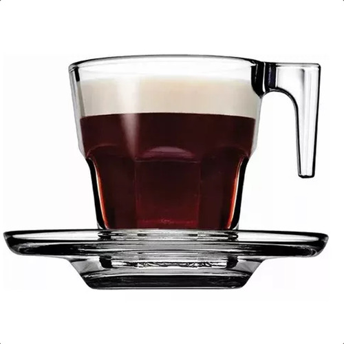 Juego de 6 tazas de café espresso, 80 ml, color translúcido