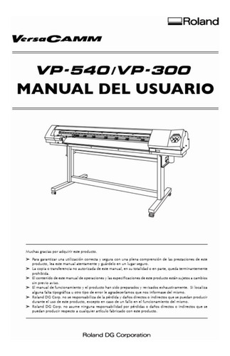 Manual Plotter Roland Versacamm (Usado)