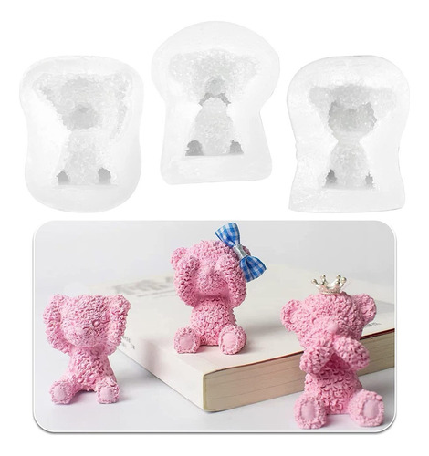 3pcs Molde Jabón Silicona Oso Peluche Molde Pastel Fondant