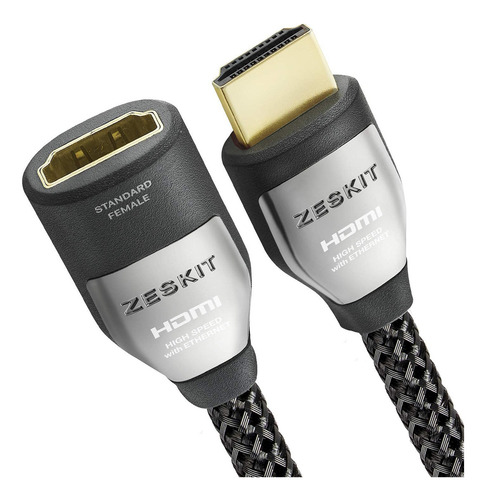 Zeskit Cinema Plus 4k Cable De Extensión Hdmi De Alta Velocidad Macho A Hembra De 22,28 Gbps Compatible Con 4k 60hz Dolby Vision Hdr Arc Hdcp 2.2 Roku Fire Tv Stick Xbox Ps4 Pro Apple Tv LG Sony