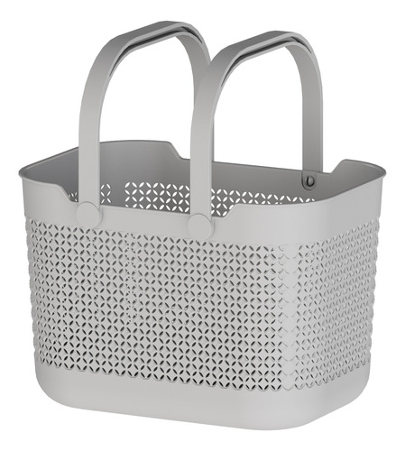 Set 3 Canastas Plástico Con Mango Cesto Portátil Organizador Gris
