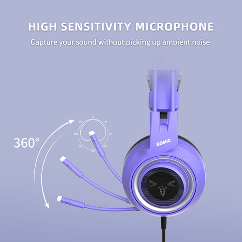 Somic G951s - Auriculares Estéreo Para Juegos Con Micrófono Para Ps4, Ps5, Xbox One, Pc, Teléfono, Orejas De Gato Desmontables De 3,5 Mm, Reducción De Ruido, Auriculares Para Juegos De Computadora