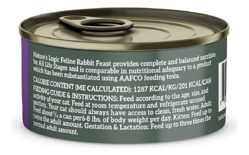 Natures Logic Nlrabbit Feast Food Enlatada, Un Tamaño Único