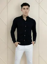 Comprar Camisas En Lino En Manga Larga En Cuello Mao Hombre