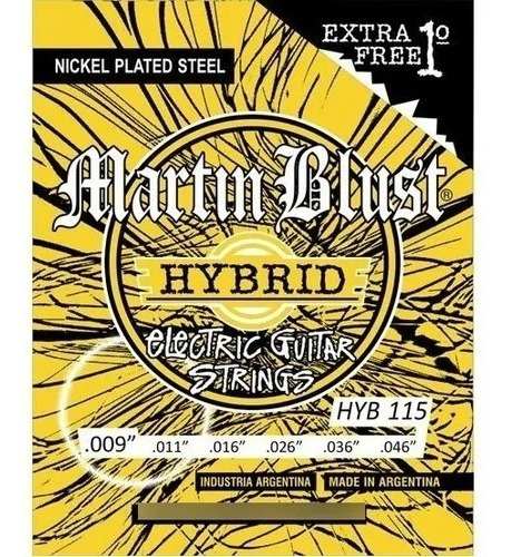 Cuerdas Híbridas 009 Guitarra Eléctrica Martin Blust Hyb 115