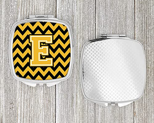 Espejo Compacto Multicolor Letra E Chevron Negro Y Oro