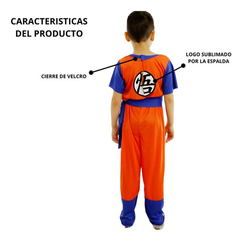 Imagen 5 de 8 de Disfraz Goku Dragon Ball Z Original Niño