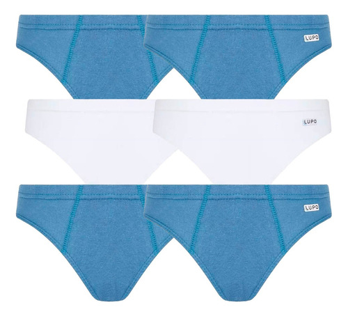 Kit 6 Cueca Infantil Lupo Algodão Slip