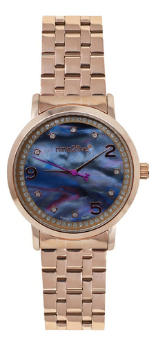 Reloj Mujer Nine2five As19m14rgng Watch It! Color De La Correa Oro Rosa Color Del Bisel Oro Rosa Color Del Fondo Azul