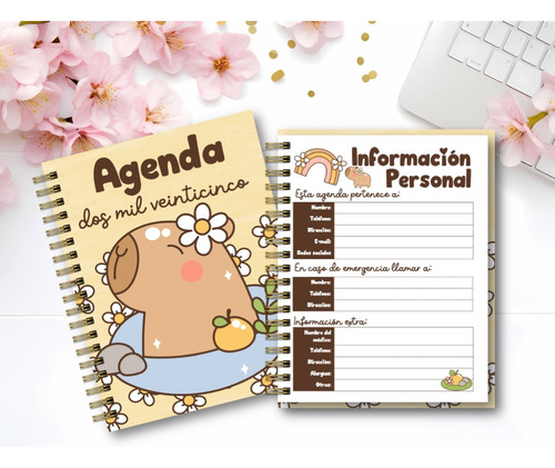 Agenda 2025 Capibara Imprimible Digital Editable