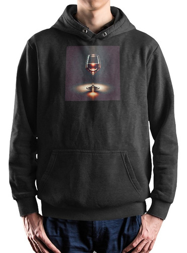 Sudadera Con Capucha Para Hombre Hoodie Negro Copa Vino