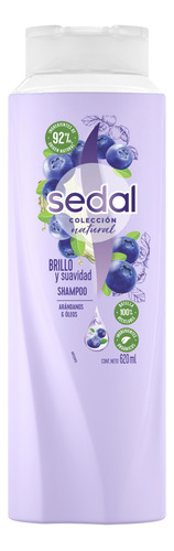 Shampoo Sedal Natural SEDAL Brillo Y Suavidad de arandanos y oleos en botella de 620mL por 1 unidad