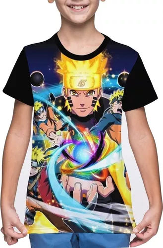 Camiseta Infantil Até Adulto Manga Naruto Uzumaki Desenho