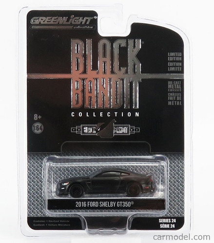 Carrito Greenlight 1:64 2016 Ford Shelby Gt350 Black Bandit 