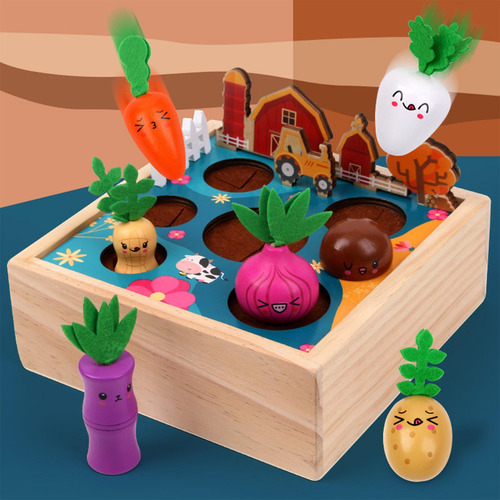 Jogo De Colheita De Cenoura De Madeira Brinquedo Montessori