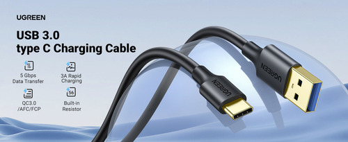 Ugreen Cable Usb-c A Usb 3.0 A 1m Color Negro Carga Rapida Negro