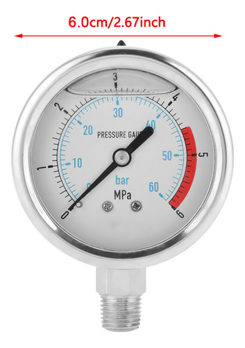 Manómetro De Aire 0-60 Bar 0-6mpa 1/4 Npt 60 Mm Dial