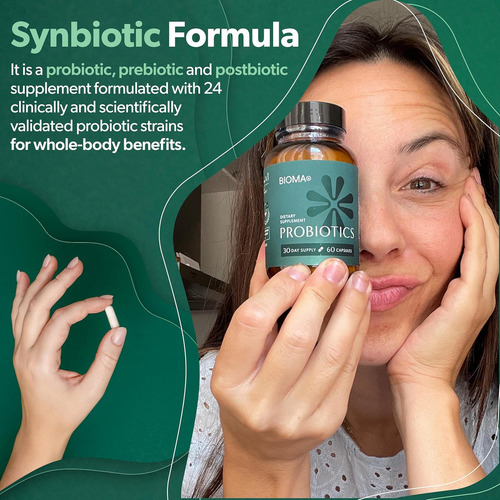 Elfleaf Bioma Probiotics For Weight Management Digestive Health, 3 En 1 Probiotics And Prebiotics/postbiotics, Cápsulas Probióticas Sinbióticas De Liberación Salud Intestinal Multi Enzima 60cápsulas