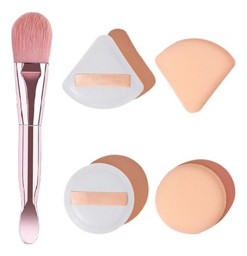 Set De 2 Esponjas Puff Para Aplicar Maquillaje + 1 Brocha