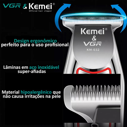Máquina Barbeador Fazer Barba Aparador Acabamento Sem Fio