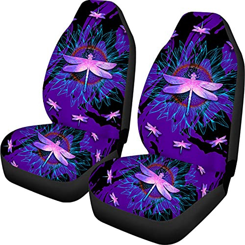 Huiacong Dragonfly Car Seat Covres Front Seat Only Purple Pi