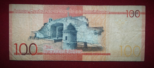 Billete 100 Pesos Oro República Dominicana 2017 Pick 190 D (Usado)