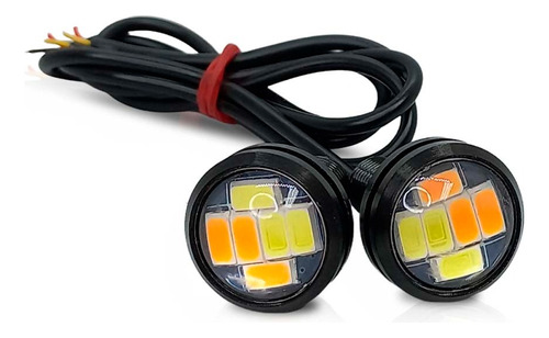 Ojo De Aguila Luz Led Blanco Frío Con Giro Ambar 9w X 2