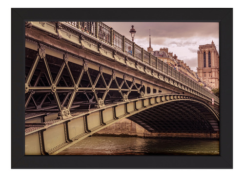 Quadro Foto Paris Ponte Moldura Preta 22x32cm