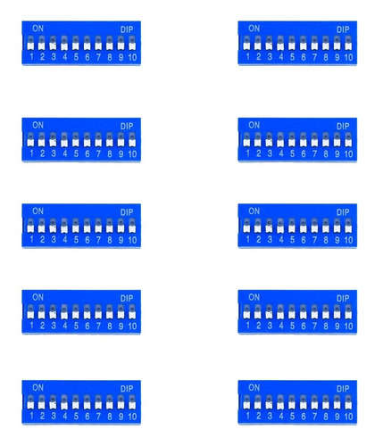 10 Piezas Dip Switch 10 Posiciones Interruptor Deslizable