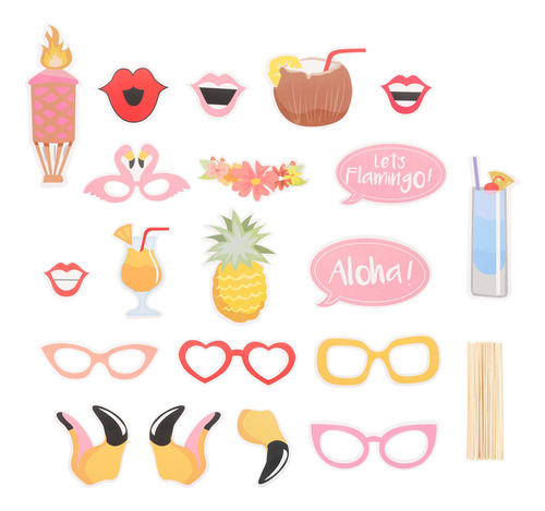 Juego De Accesorios Fotográficos Para Fiestas De Hawái, 12 P