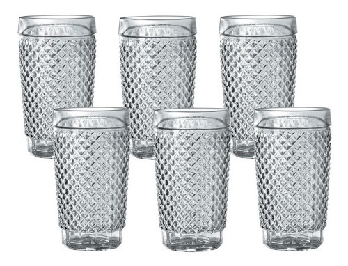 Set X6 Vasos De Vidrio De 255 Cc Marca Wheaton Color Transparente