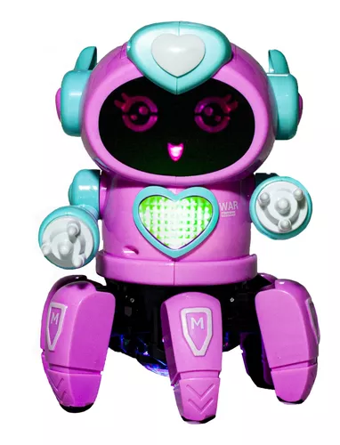 Robô Lady Aranha com jogo de luzes dinâmica e músicas cativantes.