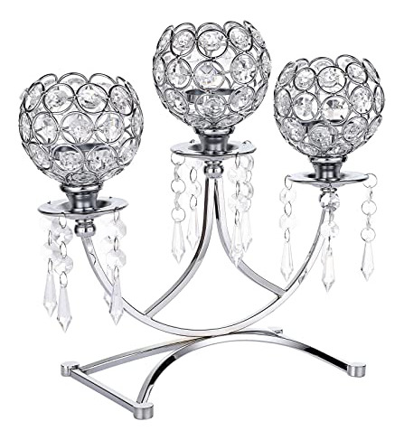 Ownmy Candelabro De Cristal De 3 Brazos, Candelabro Votivo, 