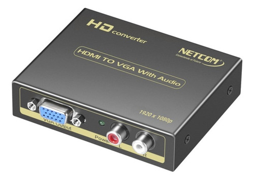 Convertidor Hdmi A Vga Con Audio Rca Netcom Full Hd 60hz