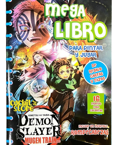 Mini Mega Libro Para Colorear Pintar Demon Slayer Niño D#2